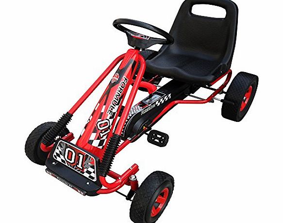 vidaXL Red Pedal Go Kart with Adjustable Seat