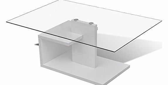 vidaXL Tempered Glass Top Coffee Table Rectangular White