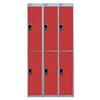 Viking Nest Of Three 2-Door Lockers-Grey With Red Doors