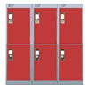 Viking Nest Of Three 3-Door Lockers-Grey With Red Doors