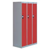 Viking Nest Of Three Single-Door Lockers-Grey With Red