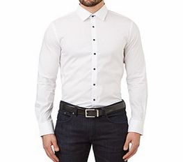 White and dark blue cotton mix shirt