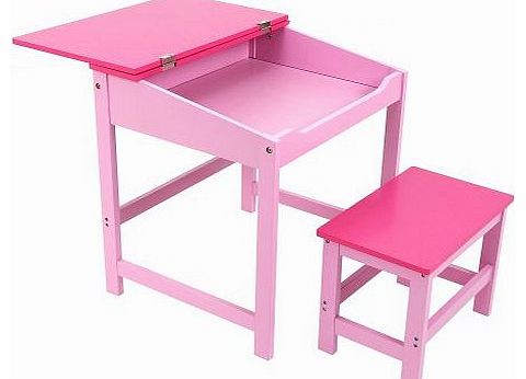 Vinsani Childrens Kids Wooden Study Home Work Writing Reading Table Desk And Stool