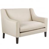vintage 3 seater Sofa - Harlequin Linen Biscuit - Dark leg stain