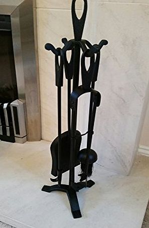 Vintage Collection LESS THAN HALF-PRICE - REDUCED TO CLEAR - Black Fireside Companion Set - Five Piece Set with Loop Tops - Perfect for All Rooms amp; Fireplace Settings