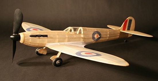 Spitfire complete vintage model rubber-powered balsa wood aircraft kit that really flies!