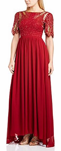 Virgos Lounge Womens Lena Maxi Cocktail Short Sleeve Dress, Red (Wine/Red), Size 12