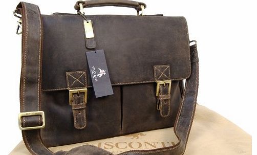 Hunter Leather Briefcase Messenger Bag A4 - 18716 Berlin - Oil Brown
