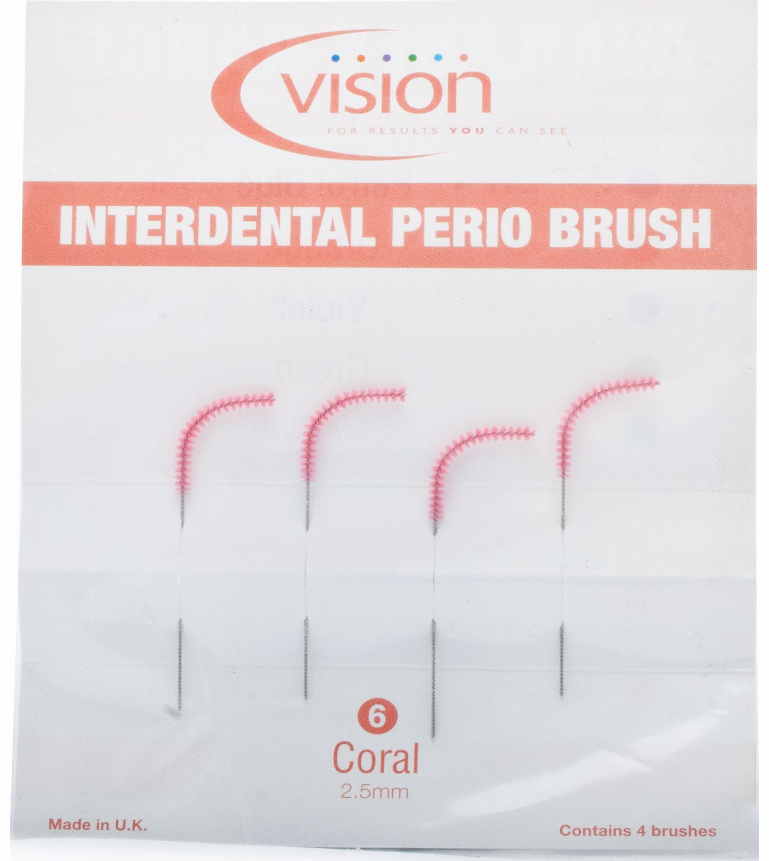 Vision Interdental Perio Brushes - 2.5mm Coral
