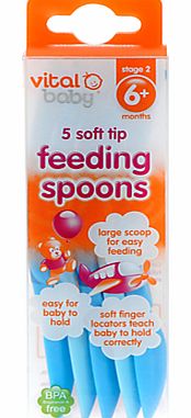 Vital Baby Feeding Spoons, Pack of 5, Various
