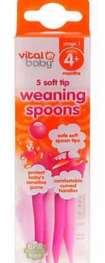 Vital Baby Weaning Spoons, Pack of 5, Various