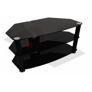 Vivanco 3 Tier Glass Piano Black LCD Corner TV Stand