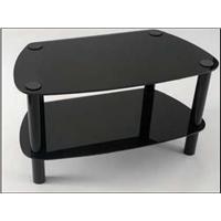 TV Stand 2 Tier Glass Stand Piano Black Finish Up to 32