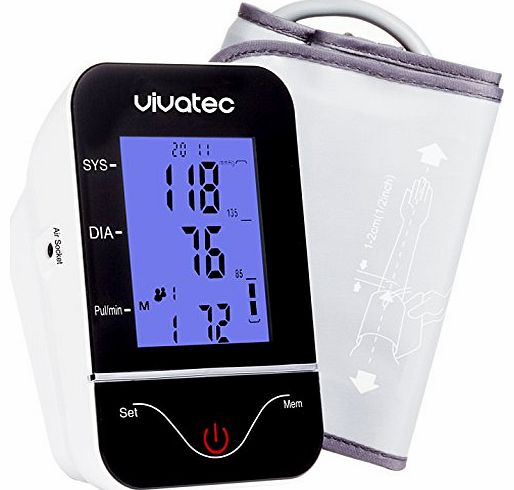 Fully Automatic Upper Arm Blood Pressure Monitor for Home Use, Touchscreen, LCD Display with Backlight, 3 User Data Storage, MWI (Measures While Inflating) for Greater Speed an
