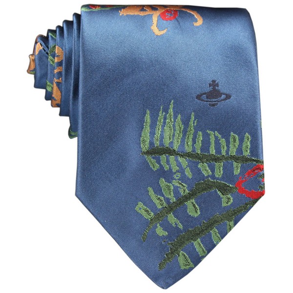 Vivienne Westwood Blue Leaf Cravatta Tie by