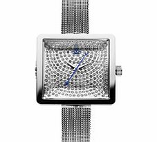 Silver-tone crystal watch