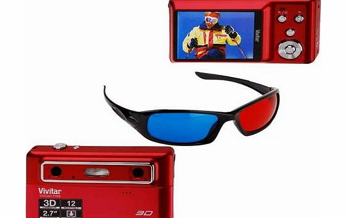 Vivitar Compact 3D Digital Camera Vivitar Vivicam T135 12 Megapixel in Red (3D, 12MP, 2.4`` Screen, 5x Zoom)