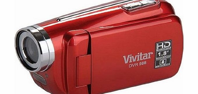 Vivitar DVR508 HD Digital Video Camcorder in Red with 1.8`` LCD Preview Screen amp; 4 x Digital Zoom