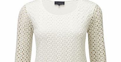 Viyella Crochet Jersey Top, Ivory