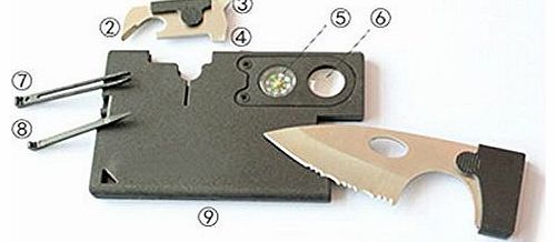 Vktech 9 in 1 Outdoor Camping Survival Pocket Card Knife Shape Multifunction Tool