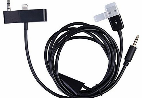 Vktech Car Audio Output Cable Data Charging USB AUX Adapter for iphone5S 5