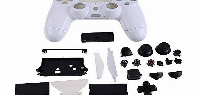 Vktech Front Back Housing Controller Game Shell Glossy Case for Sony PS4 (White)