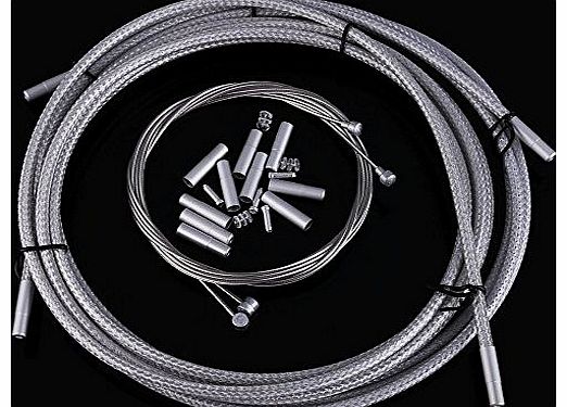 Vktech GUB SP MTB Road Bike Braided Brake Cable Inner and Outer Complete Set (Silver)