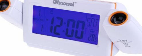 Vktech Novelty Digital LCD Dual Projection Alarm Clock Clapping Voice Controlled Calendar Clock with Snooze Function