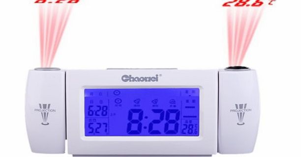 Vktech Novelty Digital LCD Snooze Dual Projection Alarm Clock Clapping Voice Controlled Calendar