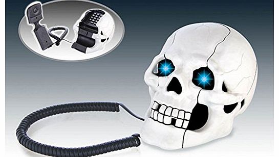Novelty Horrible Skull Head LED Eyes Flashing Phone Corded Telephone