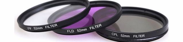 Vktech UV CPL FLD Filter Kit with Case for Camera Nikon Canon Sony Lens 6 Sizes (52MM)