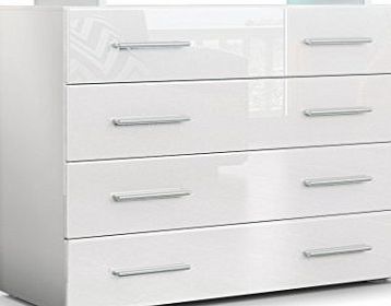 Vladon Chest of Drawers Cabinet Pavos V2 in White matt / White High Gloss