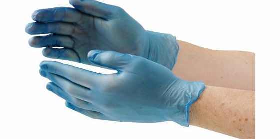 Vogue Blue Vinyl Gloves Medical Examination Garage Nursing Kitchen Cleaning Household Protection Multi Purpose Food Preparation Catering Cooking Size: Large. Pack quantity: 100