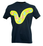 Navy T-Shirt with Fluorescent Logo