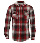 Red Check Full Button Hooded Sweatshirt