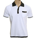 White and Black Pique Polo Shirt