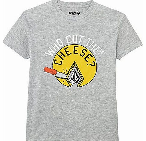 Boys CUT THE CHEESE SS Plain Crew Neck Short Sleeve T-Shirt T-Shirt, Grey (Heather Grey), Medium
