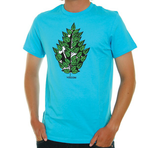 Leafy Stone Tee shirt - Cyan