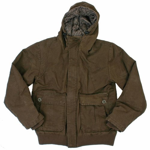 Mens Volcom Fixed Blade Hooded Jacket Brown