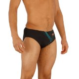 Speedo Endurance Plus Stroke Placement 8cm Brief Mens Swimming Trunks (Black 32`)