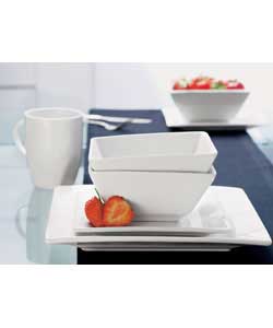 Volley 16 Piece Pure White Square Dinner Set