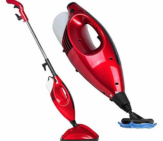 1600 Watt 2 in 1 Upright amp; Handheld 10 Function Steam Mop / Cleaner with Extra Long 6m Power Cord + 2 FREE Microfiber Cloth Pads