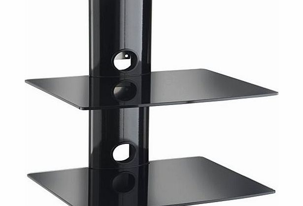VonHaus by Designer Habitat 2x Floating Black Glass Shelves Mount Bracket for DVD/Blu-Ray Player, Satellite/Cable Box, Games Console