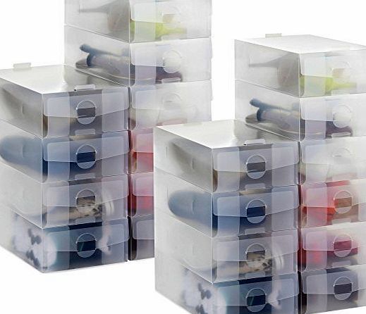 VonHaus eSecure - 20 x Clear Stackable Plastic Ladies Shoe Storage Box / Boxes with Free dividers
