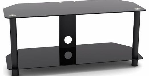 VonHaus Plasma/LED/LCD/3D Glass TV Stand upto 42`` or 40Kgs with Cable Management with 2 Shelves (Black)