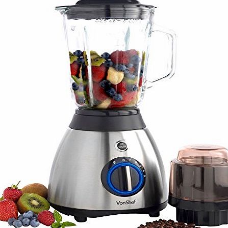 Premium Jug 600W Blender & Grinder with 1.5L Glass Jug - Pulse & Ice Crushing Function and Multi-mill Attachment