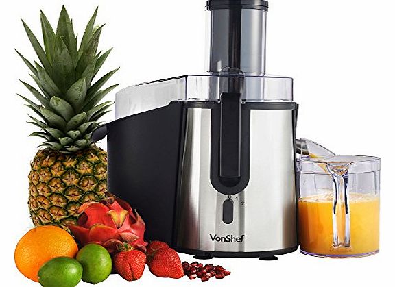 VonShef Professional Powerful Whole Fruit Juicer 990W Max Power Motor with Juice Jug and Cleaning Brush