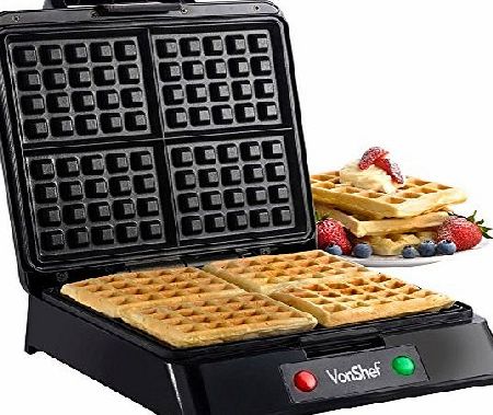 VonShef Quad Waffle Maker, 1200 Watt