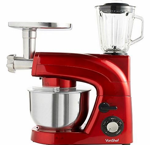 Stand Mixer with Grinder and Blender, 5.5 Litre, 1200 Watt, Red