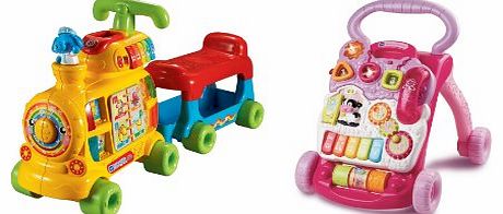  Baby BUNDLE Push and Ride Alphabet Train & PINK First Steps Baby Walker 2 ITEMS